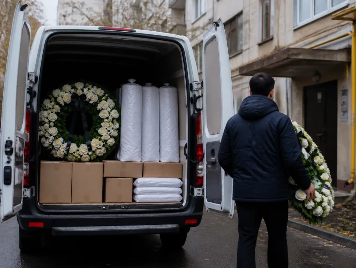 Доставка венка и ритуальных принадлежностей на адрес — Memorial Ritual, Алматы